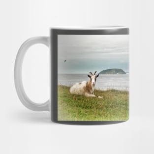 Goat Relaxing on Brean Down, Somerset art. British landscape Mug